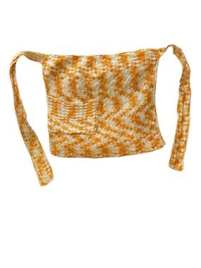Vintage 70’s Handwoven Yellow-White Knit half apron
